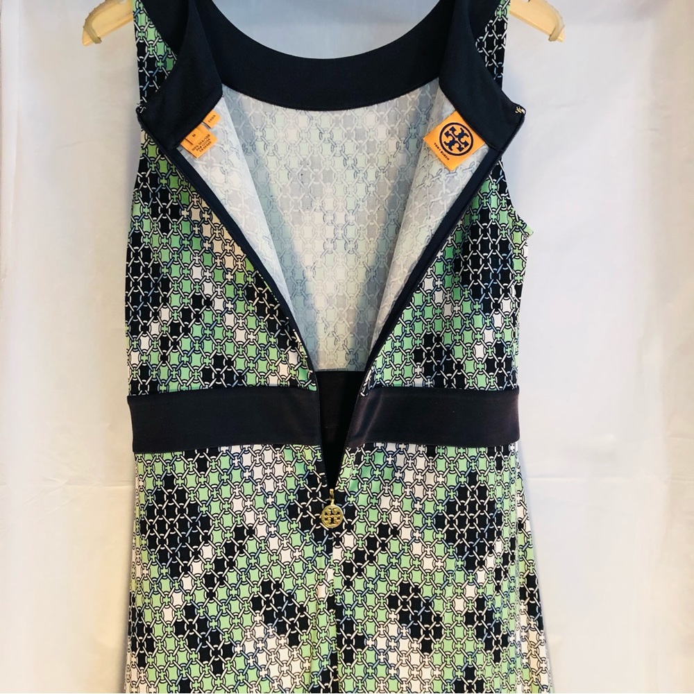 Tory Burch Silk Summer Dress / Green Black - Size Medium - Picture 11 of 13